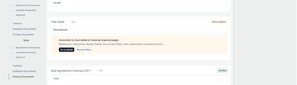 Document is incomplete or missing required pages in the document list