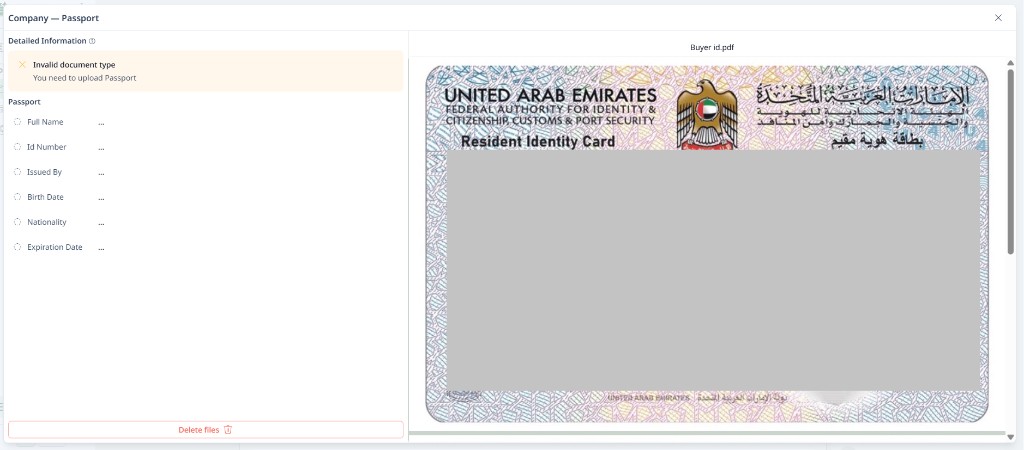 Wrong document type: detailed information and document preview